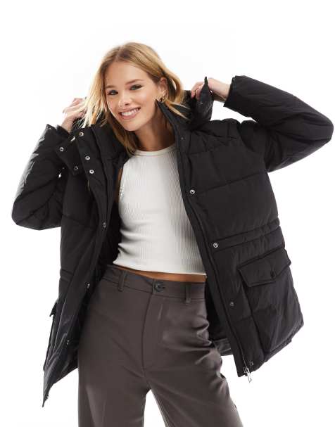 Vero Moda short hooded padded jacket in black