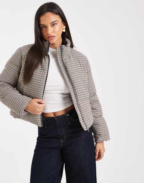 Vero Moda short puffer jacket in heritage check print