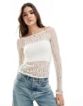 [Vero Moda] Vero Moda off shoulder stretch lace top in white S White Lace