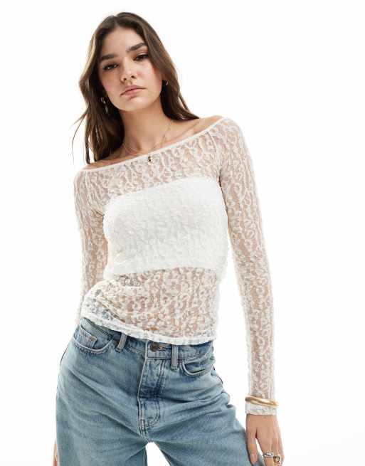 Off white lace top sale