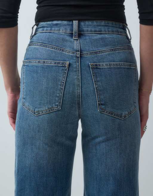 Vero Moda Olivia jean stretch à taille haute et jambe large bleu moyen, 5 de 5
