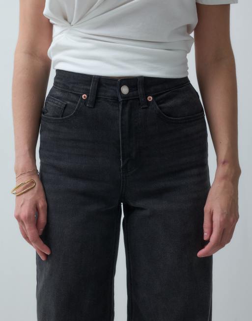 Vero Moda Olivia jeans wide leg elasticizzati a vita alta neri, 4 di 5