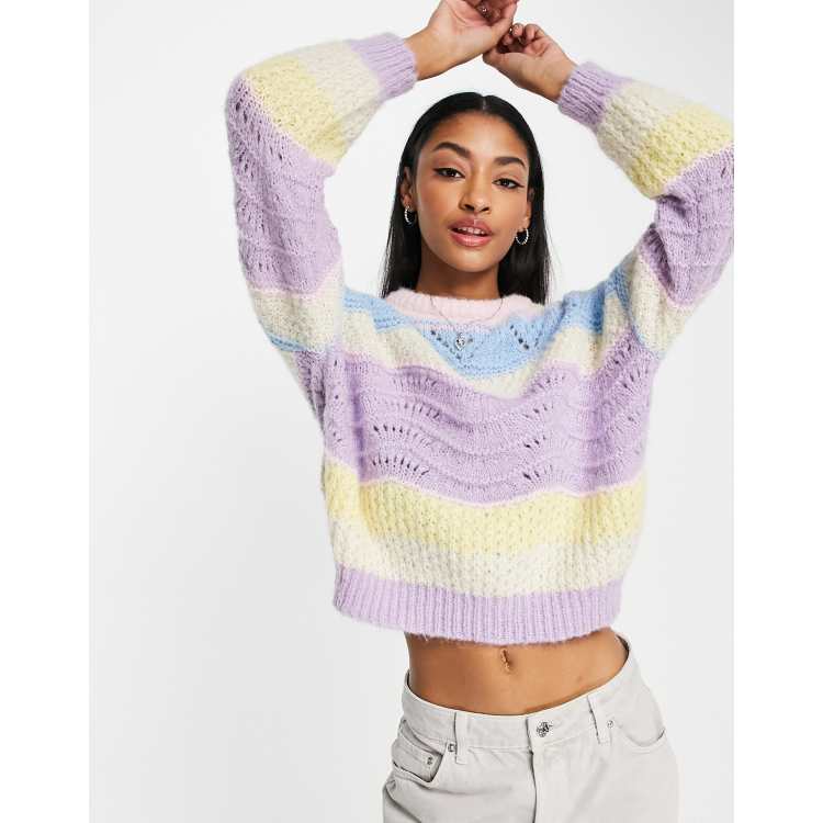 Vero open knit sweater in pastel stripes | ASOS