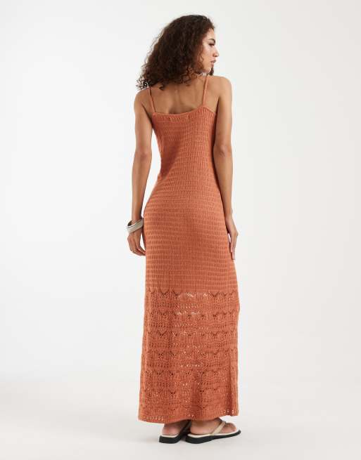 Vero Moda - Orange hæklet cami-maxikjole, 4 af 4