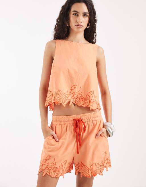 Vero Moda – Orange set med med snäckdetaljer, 3 av 3