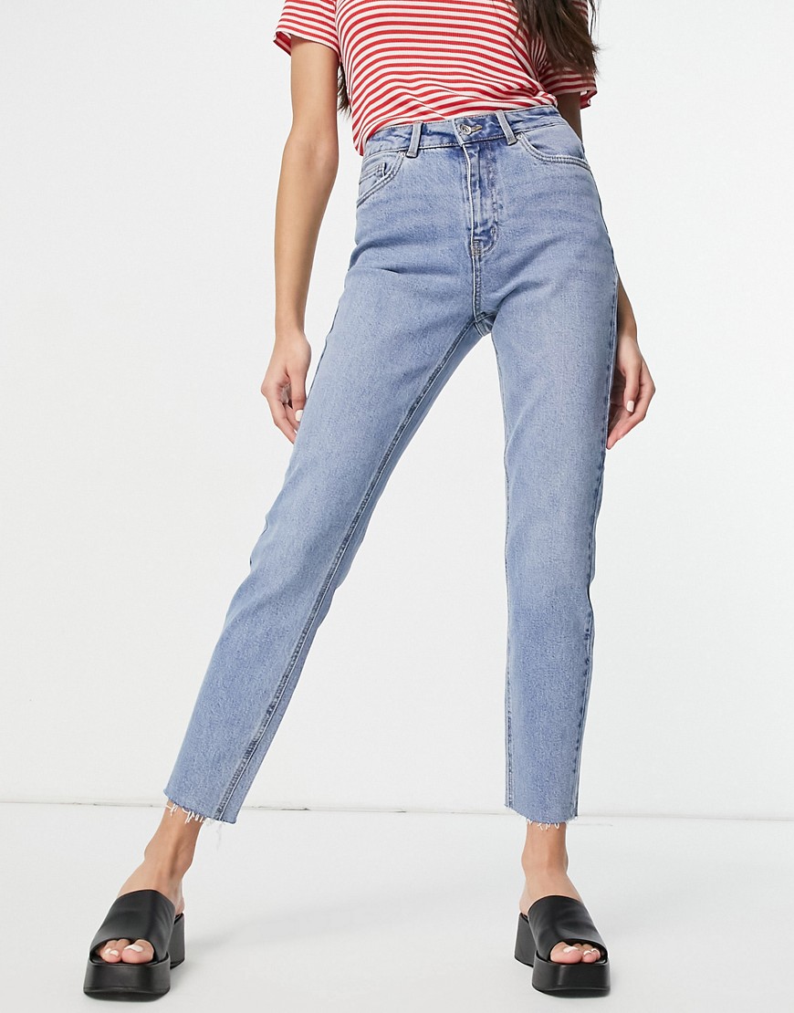 Vero Moda organic cotton blend straight leg jeans in light blue wash-Blues