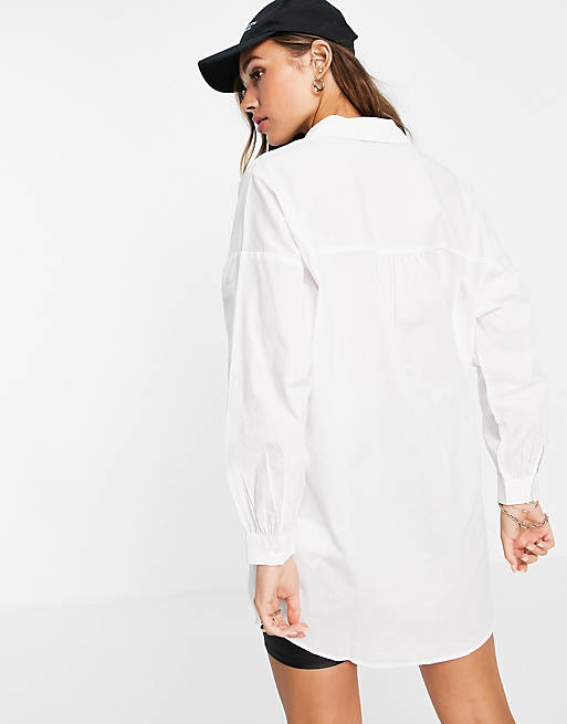 Tops Shirts & Blouses/Vero Moda organic cotton longline oversized shirt in white 