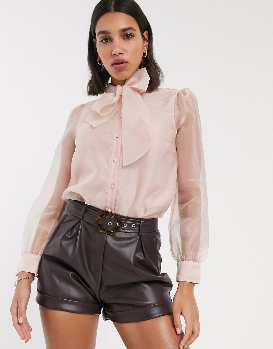 Vero Moda - Organza blouse met ballonmouwen in roze