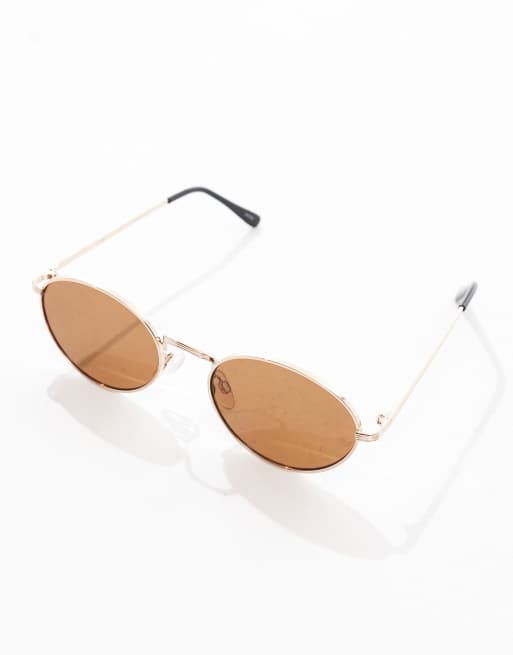 Vero Moda - Ovale zonnebril met metalen montuur in goud, 2 van 3