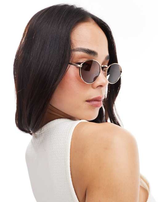 Vero Moda - Ovale zonnebril met metalen montuur in goud, 3 van 3