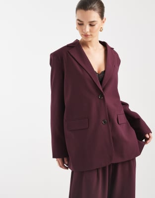 Vero Moda - Oversize-Blazer in Burgunderrot, Kombiteil
