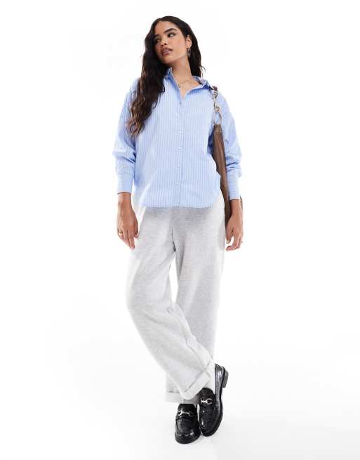 Vero Moda – Oversize-Hemd in Hellblau mit weißen Streifen, 2 von 4