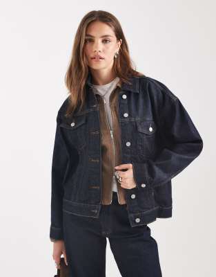 Vero Moda - Oversize-Jeansjacke in Dunkelblau-Marineblau