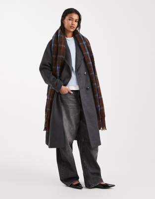 Vero Moda - Oversize-Maximantel aus Wollmix in Dunkelgrau meliert