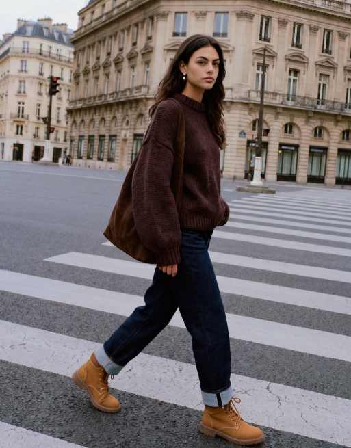 Vero Moda Oversize-Pullover mit hohem Kragen und flauschigem Strick in Schokobraun, 2 von 5