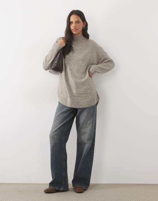 Vero Moda Oversize-Pullover mit Stehkragen in Moonrock, 3 von 4