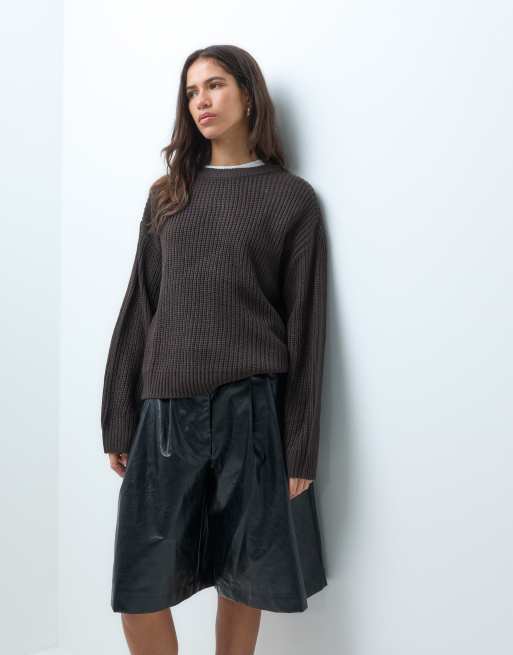 Vero Moda oversize sweter dzianinowy w czekoladowym brązie, 2 z 4