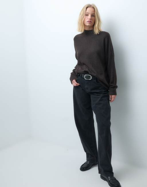 Vero Moda oversize sweter z golfem w kolorze czekoladowego brązu, 1 z 4