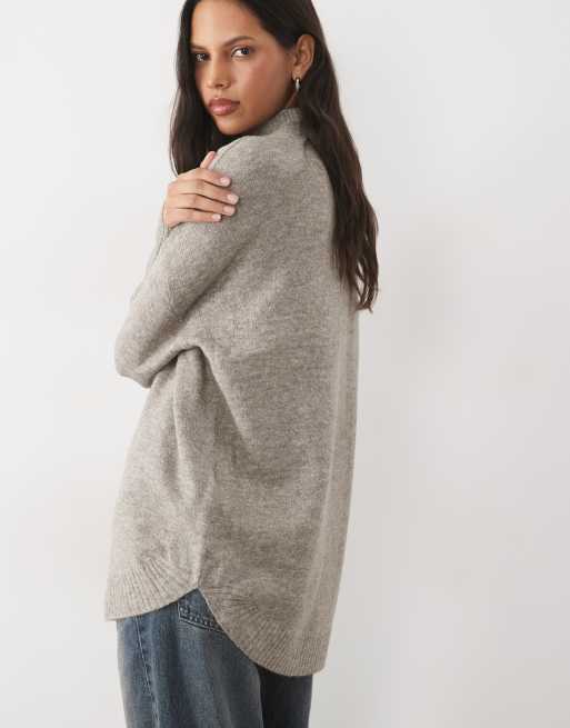 Vero Moda oversize sweter z golfem w kolorze moonrock, 2 z 4