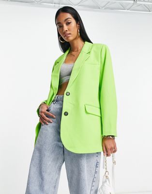 Vero Moda oversized blazer in bright green - ASOS Price Checker