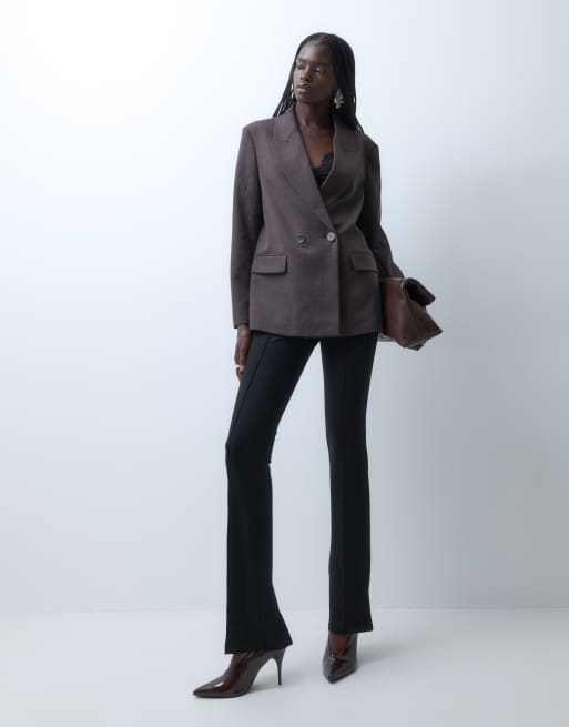 Vero Moda oversized blazer in chocoladebruin gemêleerd, 2 van 4