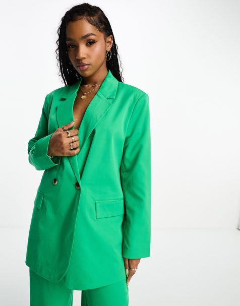 Vero Moda - Oversized blazer met figuurnaden in groen, deel van co-ord set - view 1