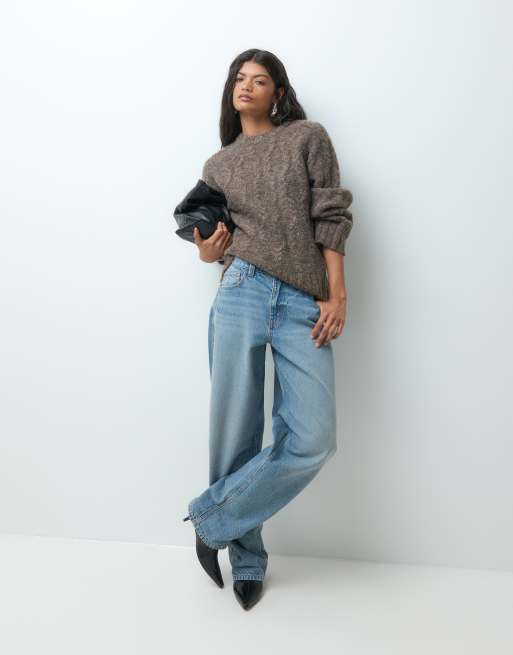 Vero Moda oversized chunky kabelstrikket striktrøje i kakaobrunmeleret, 2 af 5