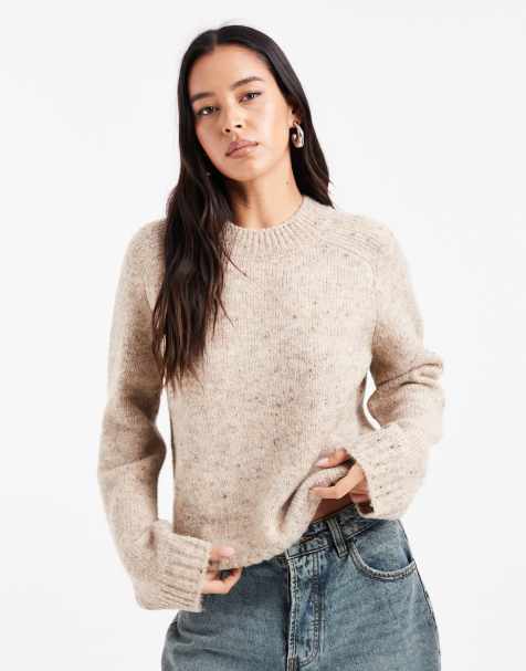 Vero Moda oversized chunky sweater in heathered neutral - view 1