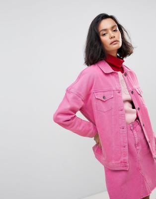 oversized coloured denim jacket