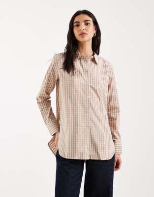 Vero Moda Oversized Cotton Oxford Shirt In Neutral