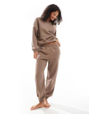 oversized cuffed sweatpants in brown - part of a set