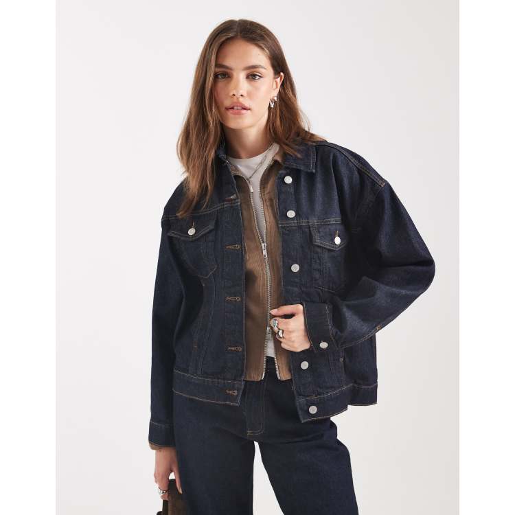 Vero Moda oversized denim jacket in dark blue | ASOS