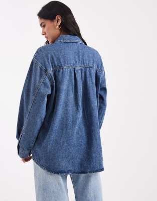Vero Moda Oversized Denim Shirt In Blue