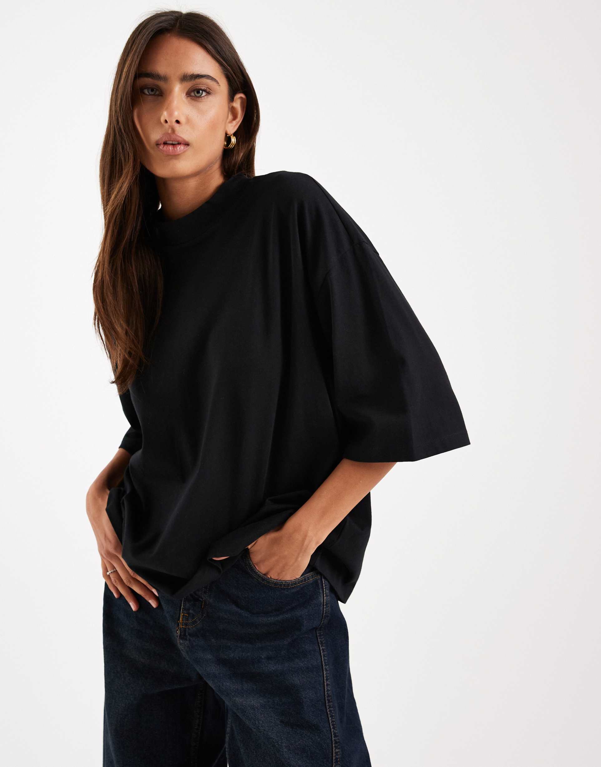 vero moda oversized drop shoulder t-shirt in black