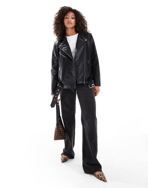 Vero Moda oversized faux leather biker jacket - view 1