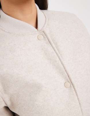 Vero Moda Oversized Felted Bomber Jacket In Neutral