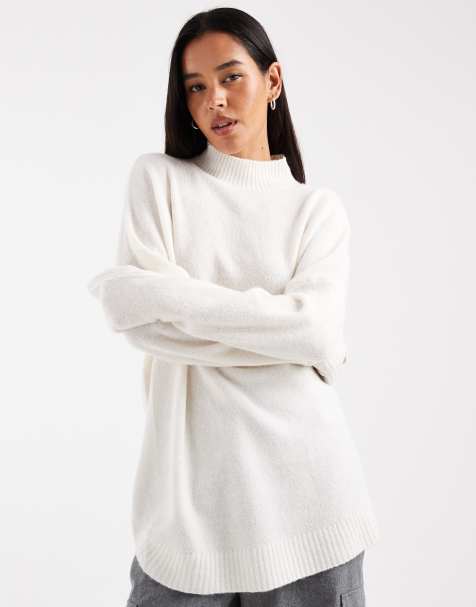 Vero Moda oversized funnel neck jumper in cream - view 1