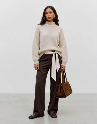 Vero Moda Oversized High Neck Fluffy Knit Sweater In White