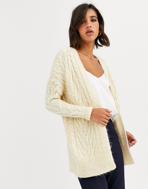 Vero Moda oversized knitted cardigan in cream
