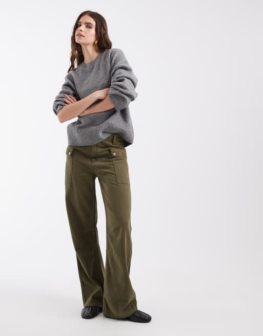 Vero Moda oversized knitted o-neck jumper in medium grey melange, 3 of 4