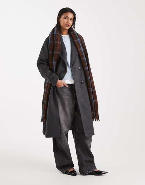 Vero Moda oversized maxi wool mix coat in dark gray melange - view 1