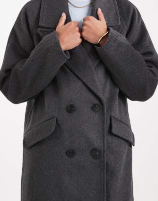 Vero Moda Oversized Maxi Wool Mix Coat In Gray