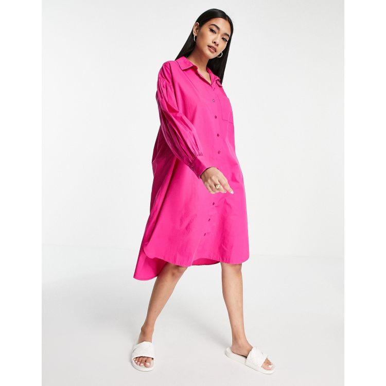 Vero Moda oversized midi shirt dress in pink