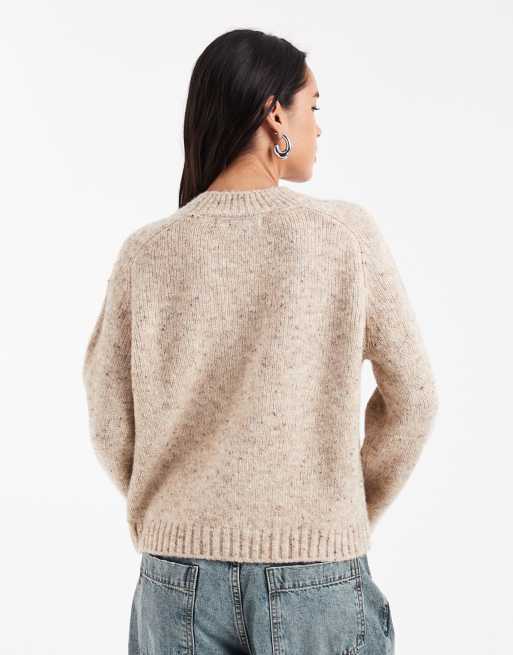 Vero Moda - Oversized og chunky striktrøje i meleret beige, 2 af 4