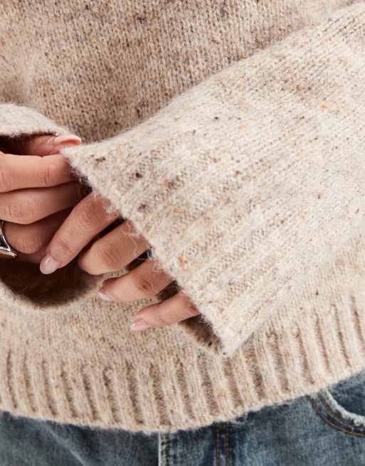 Vero Moda - Oversized og chunky striktrøje i meleret beige, 3 af 4