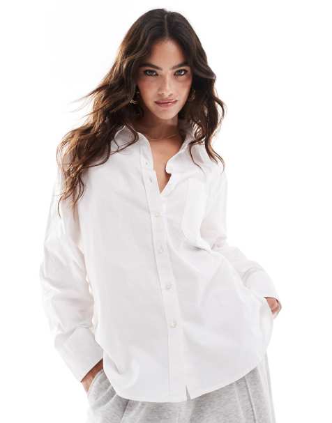 Vero Moda - Oversized overhemd met brede manchetten in wit - view 1