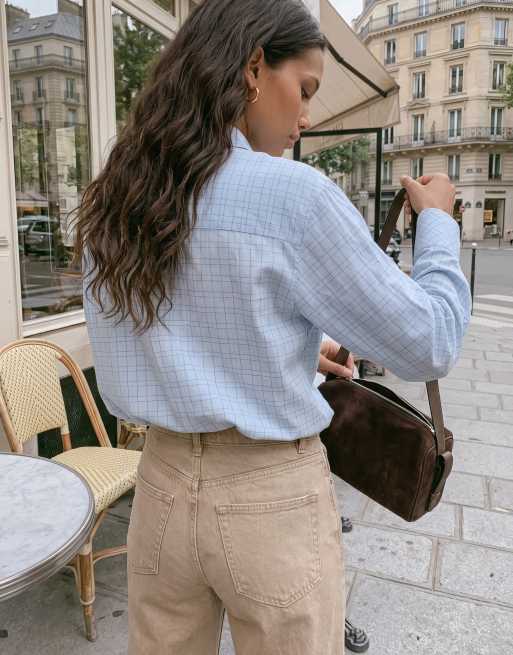 Vero Moda - Oversized overhemd met kleine ruitjesprint in zachtblauw, 3 van 3