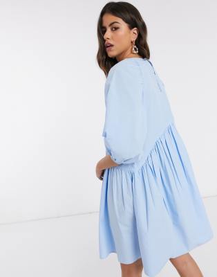 blue poplin dress