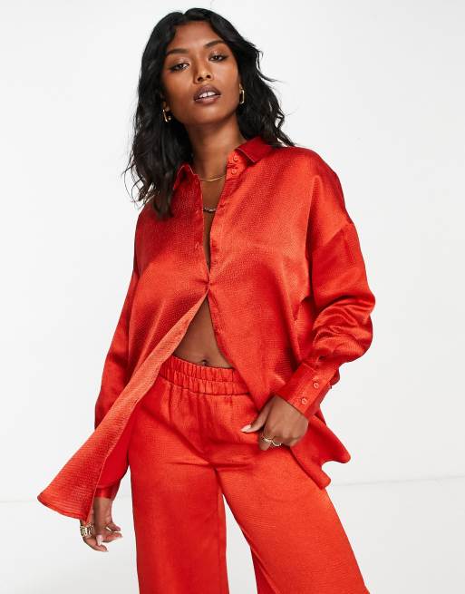 Red satin 2024 top zara