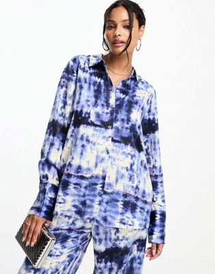 Vero Moda oversized shirt co-ord in abstract print